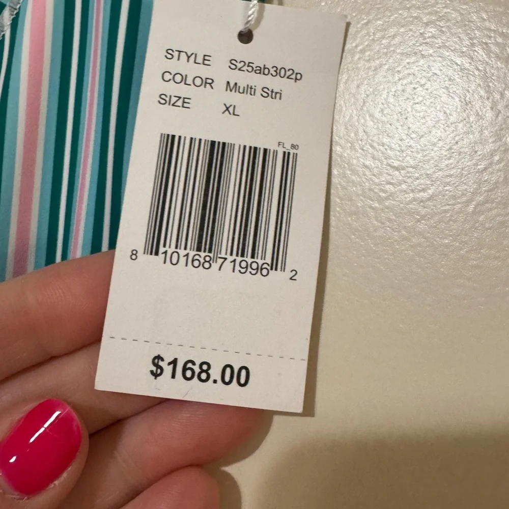 β¨ π Addison Bay Racquet Striped Print Crew Neck Sleeveless Pleated Active πβ¨ - Picture 15 of 15